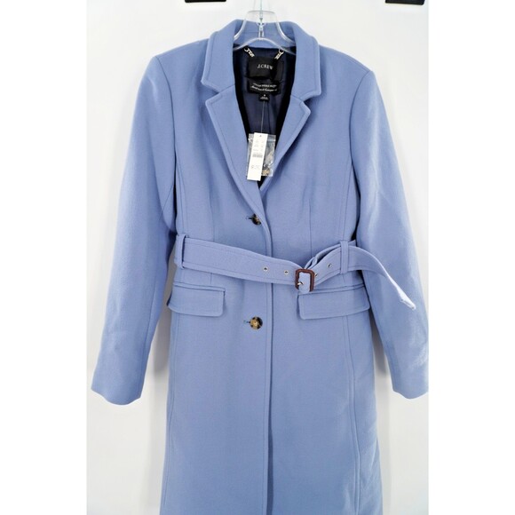 J. Crew Lady Day Double Cloth Italian Wool Belted Topcoat Coat Blue Sz8 NWT $450 - Picture 6 of 17